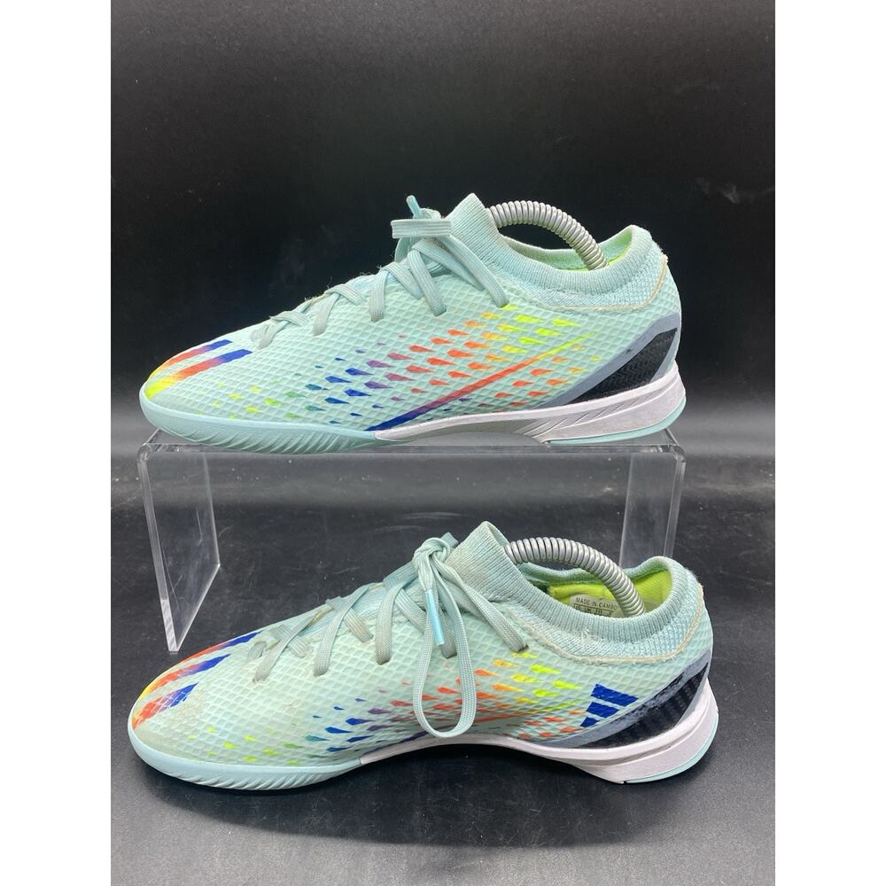 ADIDAS X Speedportal.3 Clear Aqua Blue Indoor Soccer Shoes Youth Size 3 GW8467 - Picture 2 of 7